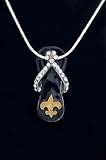 Fleur de Lis Flip Flop Pendant Charm Black with 18 Sterling Silver Chain New Orleans Saints