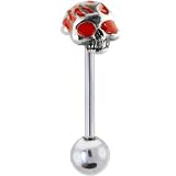 Surgical Steel Red 3-D FLAMING SKULL Barbell Tongue Ring