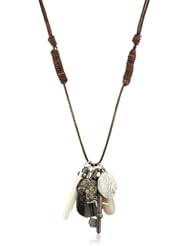 Mima "Arena" Silver, Bone, Metal and Gemstone Leather Necklace