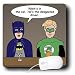 Rich Diesslins Funny General Cartoons - Super Hero Parody with Batman and Green Lantern at the bar - Mouse Pads