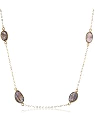 Gold-Plated Sterling Silver Necklace with Faceted Labradorite Beads, 32"