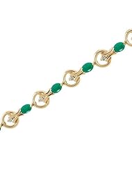 14K Yellow Gold Oval Emerald and Diamond Bracelet