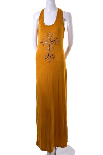 Rio Studded Cross Racerback Jersey Maxi Long Dress