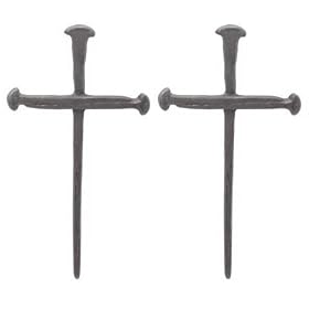 2 Metal Cross of Nails Ornament Wall Plaque Decor