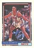 Tate George, New Jersey Nets, 1992 Topps Autographed Card