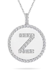 0.53 Cts Diamond Initial Z Pendant in 14K White Gold