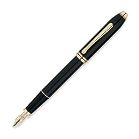 Cross Townsend Black Lacquer w  23k Gold Plated Trim Fountain Pens