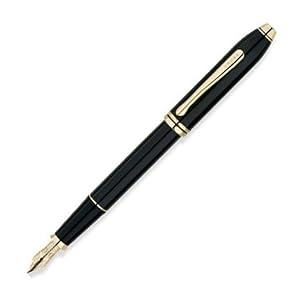 Cross Townsend Black Lacquer w  23k Gold Plated Trim Fountain Pens