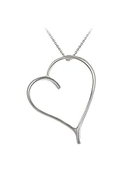 Sterling Silver Asymmetrical Open Heart Pendant Necklace, 18"