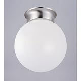 Westinghouse 64229 One-Light Flush Mount Ball and Collar Ceiling Fixture, Brushed Nickel with White Globe