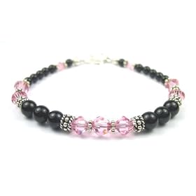 October Birthstone Rose (Pink Opal or Pink Tourmaline) Bracelets: Sterling... by GemstoneGifts