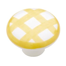 Liberty Hardware PN0552C-Y-C Ceramic Knob Plaid Design, Yellow