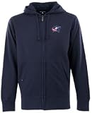 Antigua Men's NHL Columbus Blue Jackets Signature Hood Long Sleeve Full-Zip Fleece, Navy, X-Large