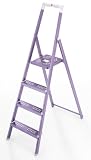 Hailo 8954-921 Alu-Sicherheits-Haushaltsleiter Lifestyle 4 Stufen, flieder