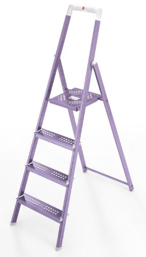 Hailo 8954-921 Alu-Sicherheits-Haushaltsleiter Lifestyle 4 Stufen, flieder