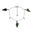 Natural Grade A Jadeite Jade Autumn Fall Leaf Platinum Over Sterling Silver Bracelet 6.5" with 1" Chain Extender