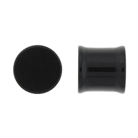 Black Acrylic Double Flare Plugs - Easy Fit - 6G - Sold as a Pair