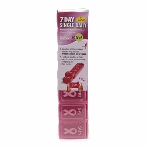 Detach N Go 7 Day Single Daily Detachable Medication & Vitamin Organizer, Breast Cancer Awareness Pink, 1 ea