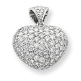 14k White Gold Diamond Puffed Heart Pendant 31%2BuNeWOjcL. SL160 14k White Gold Diamond Puffed Heart Pendant