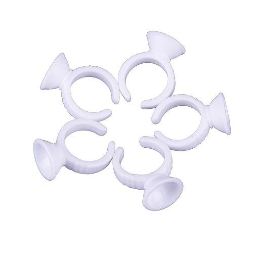 10 x Disposable Eyelash Extension Glue Rings Adhesive Tattoo Pigment Well Holder White