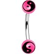 Black and Hot Pink Yin Yang Eyebrow Ring