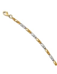 Leslies 14K w/ Rhodium Diamond-cut Bracelet Length 7"