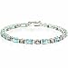 Sterling Silver Genuine Blue Topaz and Simulated Diamond cz Tennis Bracelet