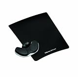 Fellowes Gliding Palm Support with Microban Protection, and Mouse Pad, Foam, Black Leatherette (8037501)