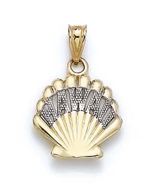 14k Two-Tone Hawaii Shell Pendant - JewelryWeb
