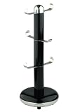 Typhoon Capsule Gloss Black Steel Body Mug Tree with Stainless Steel Arms and Non Slip Feet