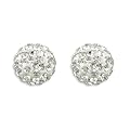 Bling Jewelry Sterling Silver White Crystal Shamballa Stud Earrings