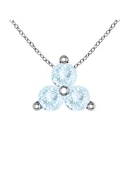 Round Aquamarine Three Stone Pendant