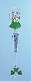 Irish Angel Suncatcher Wind Chime Stained Glass with Shamrock and Chimes