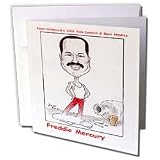 Londons Times Funny Music Cartoons - Freddie Mercury - Greeting Cards-12 Greeting Cards with envelopes