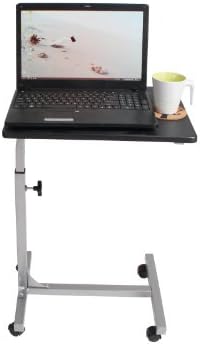 DH FurnitureBOX Fashion Design Simple Adjustable Steel laptop computer desk for home office Sliver Tube Black Top
