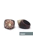 Natürlicher Holz Ring aus Bali mit Muschelaufsatz - CKMUV - ca. 18mm Durchmesser - 