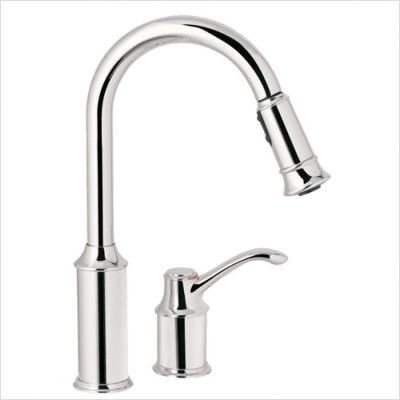 Moen 7590 High Arc Single Handle Pull Down Kitchen Faucet
