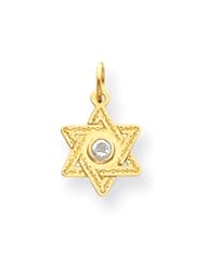 14k Yellow Gold Child CZ Star of David Pendant Necklace