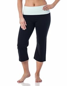 Alki'i Yoga Capri with Foldover waistband, LightGreen L