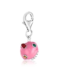 Sterling Silver Pink Enameled Cupcake Charm