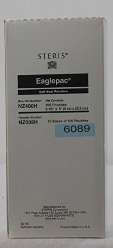 Steris Eaglepac NZ400H 3-1/2" x 8" (9cm x 20.3 cm) Self Seal Pouches 100 pouches