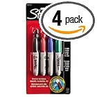Sharpie Mini Permanent Marker 4 Pack- Blue, Black, Green, Red SAN35113 by Sanford
