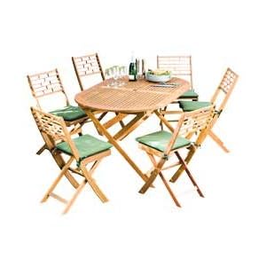 WINDSOR FOLDING SOLID HARDWOOD GARDEN TABLE & 6 CHAIRS