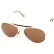 Classic Straight Aviator Sunglasses Gold Metal Frame with Brown Lens