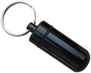 LKHE Round Waterproof Aluminum Bottle Of Pills, Outdoor Portable Medicine Bottle With Keychain (black)