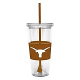 NCAA Texas Longhorns 22 Ounce Insulated Tumbler with Rubber Sleeve and Stir Straw