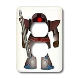 Florene Childrens Art - Gray n Red Robot - Light Switch Covers - 2 plug outlet cover