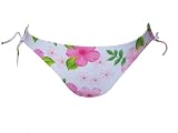 99 Degrees White w/ Pink Flowers Hipster Bikini Bottoms w/ Side Ties X-Large