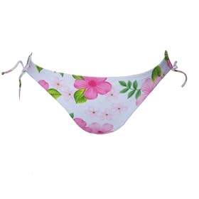 Buy 99 Degrees White w Pink Flowers Hipster Bikini Bottoms w Side Ties X-Large by 99 degrees