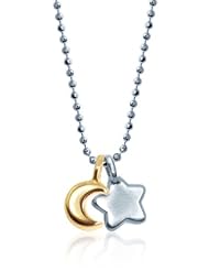Alex Woo "Mini Additions" Sterling Moon and 14k Gold Star Pendant Necklace